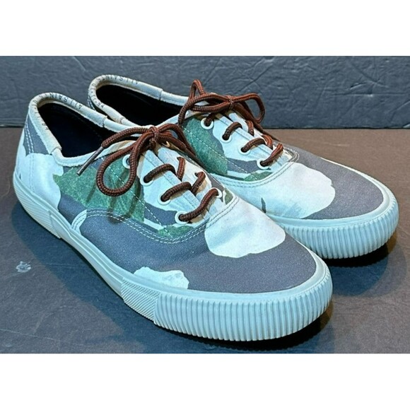 AllSaints Lex Canvas Camo White Sneakers Men's Size 10 - Picture 5 of 8